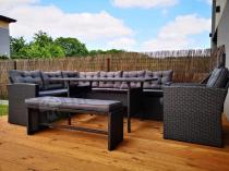 Aranżacja: Ciemnoszary narożnik tarasowy z technorattanu Topiano Plus Antracite