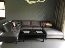 Aranżacja: Ciemnoszary narożnik U-kształtny do salonu Flavio U 367x214cm lewy