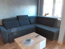 Aranżacja: Ciemnoszary narożnik w kształcie litery L welurowy Riva 274x210 cm prawostronny