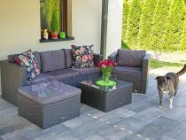 Aranżacja: Ciemnoszary zestaw mebli ogrodowych ze stolikiem kawowym Stefano Antracite