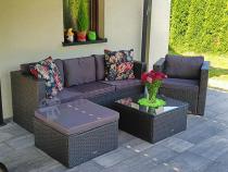 Aranżacja: Ciemnoszary zestaw mebli ogrodowych ze stolikiem kawowym Stefano Antracite