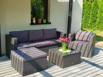 Aranżacja: Ciemnoszary zestaw mebli ogrodowych ze stolikiem kawowym Stefano Antracite