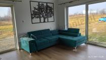 Aranżacja: Ciemnozielona nowoczesna rogówka z ruchomymi zagłówkami Eridano 275x202 cm Matt Velvet 75 prawy