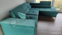 Aranżacja: Ciemnozielona nowoczesna rogówka z ruchomymi zagłówkami Eridano 275x202 cm Matt Velvet 75 prawy