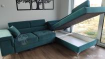 Aranżacja: Ciemnozielona nowoczesna rogówka z ruchomymi zagłówkami Eridano 275x202 cm Matt Velvet 75 prawy