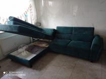 Aranżacja: Ciemnozielony narożnik welurowy do salonu Kairos 265x197 cm lewy