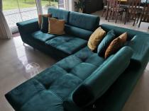 Aranżacja: Ciemnozielony narożnik z funkcją spania Eridano 275x202 cm prawy