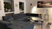 Aranżacja: Ciemny narożnik welurowy w kształcie litery U Rodrigo 345x202cm prawy