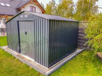 Aranżacja: Domek gospodarczy metalowy z drewutnią Wipper 342x255cm (6,5m2) – Antracyt