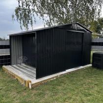 Aranżacja: Domek gospodarczy metalowy z drewutnią Wipper 342x255cm (6,5m2) – Antracyt