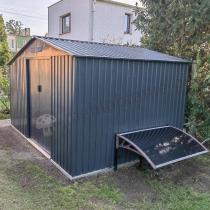 Aranżacja: Domek gospodarczy metalowy z drewutnią Wipper 342x255cm (6,5m2) – Antracyt