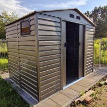 Aranżacja: Domek ogrodowy garaż blaszak Dummer 277x195x221cm (4,8m2) – Srebrny ciemny GA15