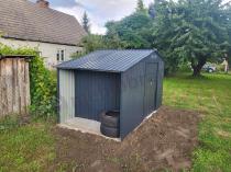 Aranżacja: Domek ogrodowy z drewutnią Wipper 342x191cm (4,8m2) – Antracyt