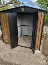 Aranżacja: Domek ogrodowy z drewutnią z drzwiami na zawiasach Wartt Plus 240x180x200cm - Wooden