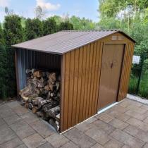 Aranżacja: Domek ogrodowy z wiatą na drewno Wipper 278x181cm (5,3m2) – Wood