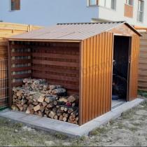 Aranżacja: Domek ogrodowy z wiatą na drewno Wipper 278x181cm (5,3m2) – Wood