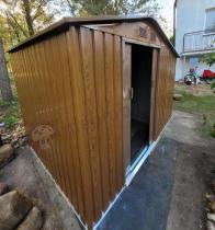 Aranżacja: Domek ogrodowy z wiatą na drewno Wipper 278x191cm (3,7m2) – Wood