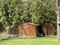 Aranżacja: Domek ogrodowy z wiatą na drewno Wipper 278x191cm (3,7m2) – Wood