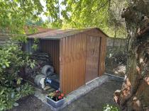 Aranżacja: Domek ogrodowy z wiatą na drewno Wipper 278x191cm (3,7m2) – Wood