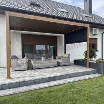 Aranżacja: Drewniana pergola na taras 3x4 z oświetleniem LED Nefir 2.0 - Woodlook