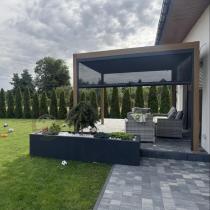 Aranżacja: Drewniana pergola na taras 3x4 z oświetleniem LED Nefir 2.0 - Woodlook