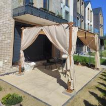 Aranżacja: Drewnopodobna pergola ogrodowa 3x4 Niro z zasłonami - Cream Wood