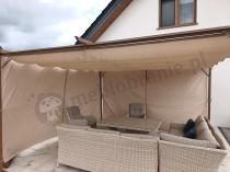 Aranżacja: Drewnopodobna pergola ogrodowa 4x4 Niro z zasłonami - Cream Wood