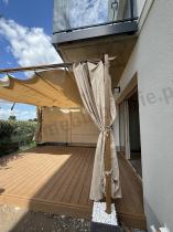 Aranżacja: Drewnopodobna pergola ogrodowa 4x4 Niro z zasłonami - Cream Wood