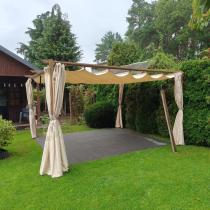 Aranżacja: Drewnopodobna pergola ogrodowa 4x4 Niro z zasłonami - Cream Wood