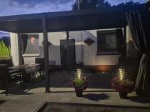 Aranżacja: Duża pergola lamelowa na taras z zasłonami, moskitierami i LED 3x6 Nefir 2.0 - Antracite, Gartwerk