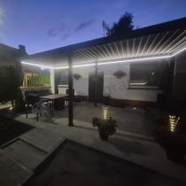 Aranżacja: Duża pergola lamelowa na taras z zasłonami, moskitierami i LED 3x6 Nefir 2.0 - Antracite, Gartwerk