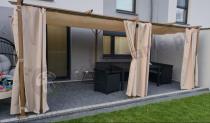 Aranżacja: Duża pergola ogrodowa 3x5,5 Niro Woodlook z zasłonami - Cream Wood