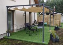 Aranżacja: Duża pergola ogrodowa z materiałowym dachem Niro 3x5,5 - Cream