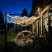 Aranżacja: Duża pergola ogrodowa z materiałowym dachem Niro 3x5,5 - Cream
