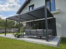 Aranżacja: Duża pergola tarasowa 3x6 z lamelami Lufel - Antracite