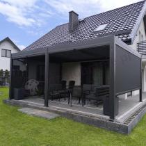Aranżacja: Duża pergola tarasowa aluminiowa 4x6 z lamelami Lufel 2.0 - Antracite