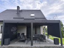 Aranżacja: Duża pergola tarasowa aluminiowa 4x6 z lamelami Lufel 2.0 - Antracite