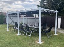 Aranżacja: Duża pergola tarasowa wolnostojąca Kirn 3x5,5 Biała z szarym dachem
