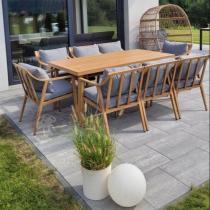 Aranżacja: Duży aluminiowy komplet mebli obiadowych - Else 8+1 - Grey