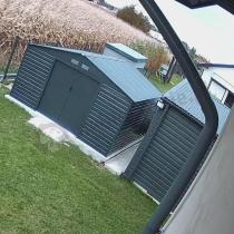 Aranżacja: Duży domek narzędziowy do ogrodu z metalu Agger 340x386cm – Antracyt