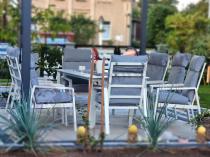 Aranżacja: Duży komplet mebli tarasowych ze stołem obiadowym i 8 fotelami - Renalo Dining 8+1 - White
