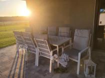 Aranżacja: Duży komplet mebli tarasowych ze stołem obiadowym i 8 fotelami - Renalo Dining 8+1 - White