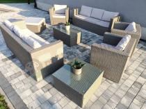 Aranżacja: Duży komplet mebli technorattan na taras Stefano Set Max XL Grey & Ivory