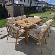 Aranżacja: Duży komplet ogrodowych mebli obiadowych aluminiowo "drewniany" - stół i 8 foteli Else - Creme