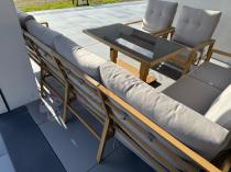 Aranżacja: Duży narożnik ogrodowy 7 osobowy z regulowanym stołem i fotelami Tavaro Corner XL Plus Wood