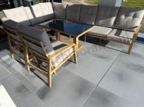 Aranżacja: Duży narożnik ogrodowy 7 osobowy z regulowanym stołem i fotelami Tavaro Corner XL Plus Wood