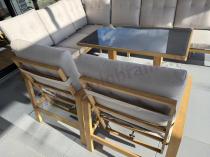 Aranżacja: Duży narożnik ogrodowy 7 osobowy z regulowanym stołem i fotelami Tavaro Corner XL Plus Wood