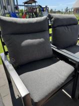 Aranżacja: Duży narożnik ogrodowy metalowy 294x184cm Doros Corner XXL z 2 fotelami, 2 pufami i stołem 160cm wysokie oparcia - Da