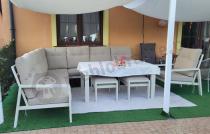 Aranżacja: Duży narożnik ogrodowy z fotelem Tavaro Corner XL Cream