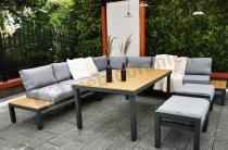Aranżacja: Duży narożnik tarasowy 283x283cm z wysokim stołem 160cm - Calamba Corner XXL - Grey